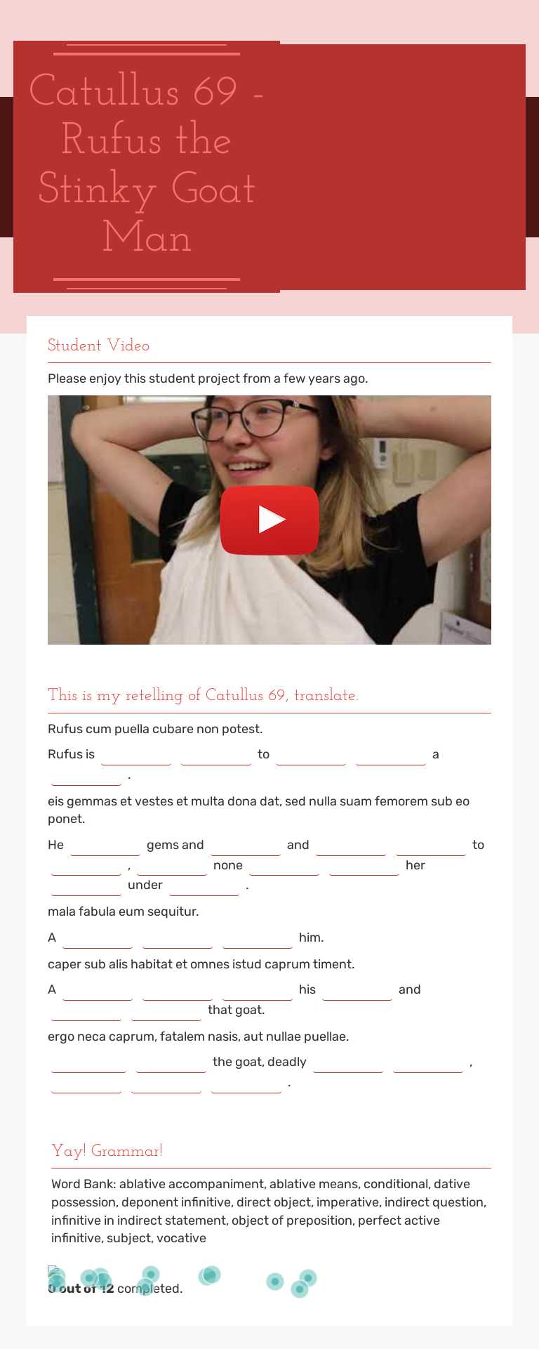Catullus 69 - Rufus the Stinky Goat Man worksheet preview