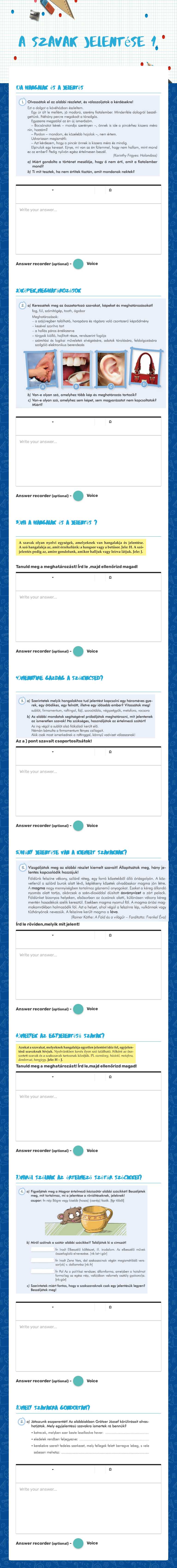 A szavak jelentése
1. worksheet preview image