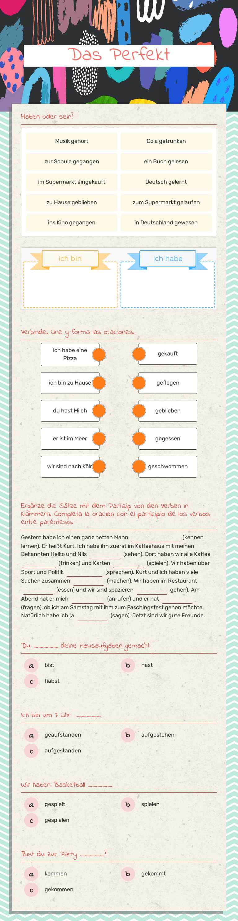 Das Perfekt worksheet preview image