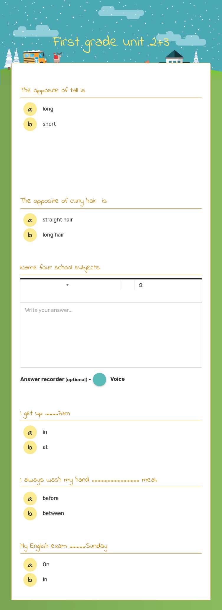 First grade unit 2+3 worksheet preview