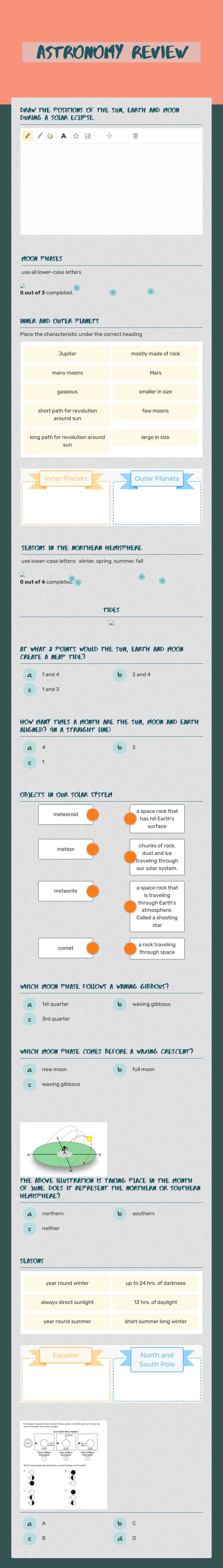 Astronomy Review worksheet preview image