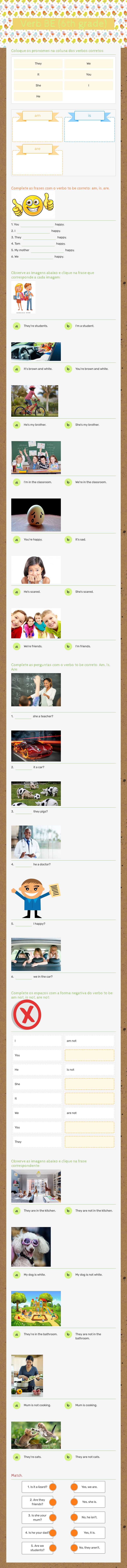 Verb BE (6th grade) worksheet preview image