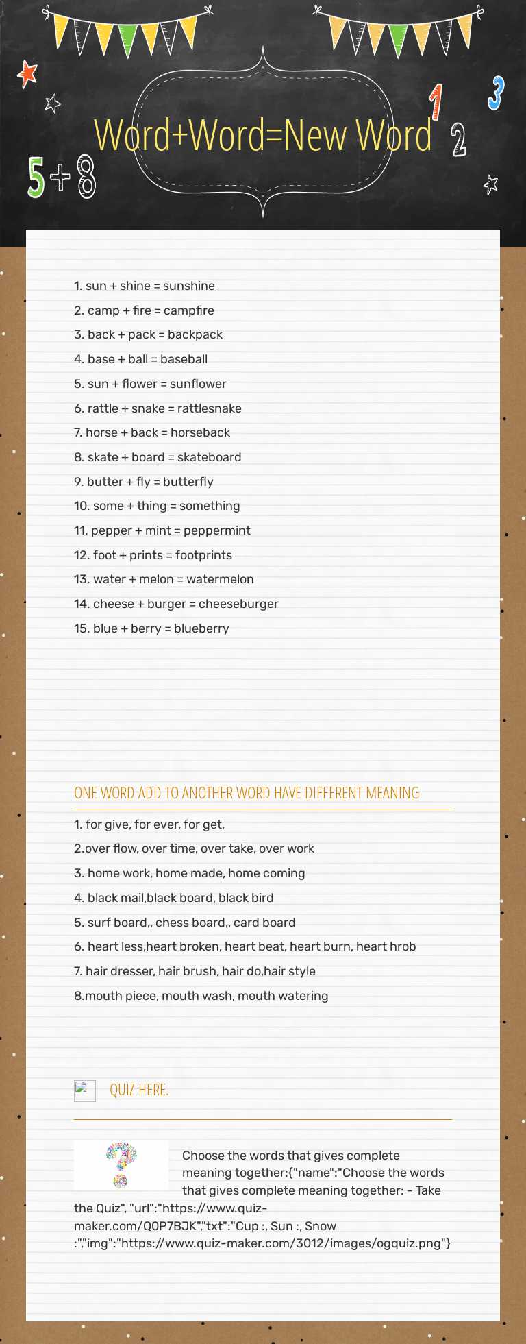 Word+Word=New Word worksheet preview image