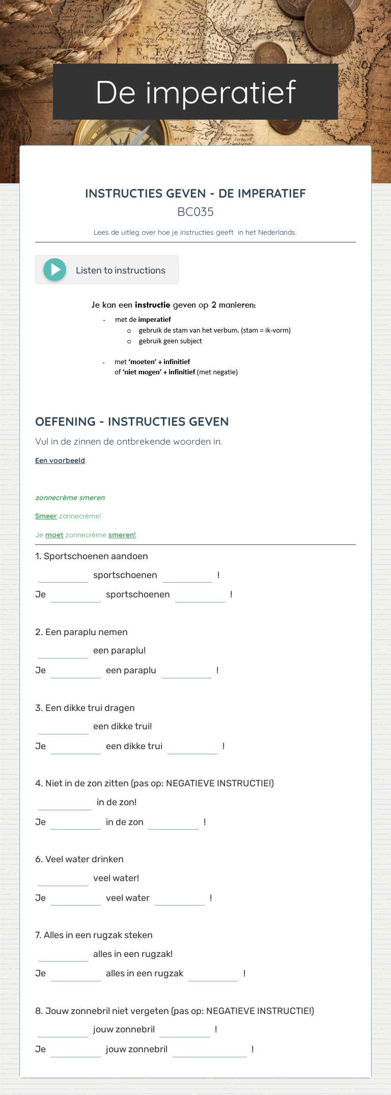 De imperatief worksheet preview image