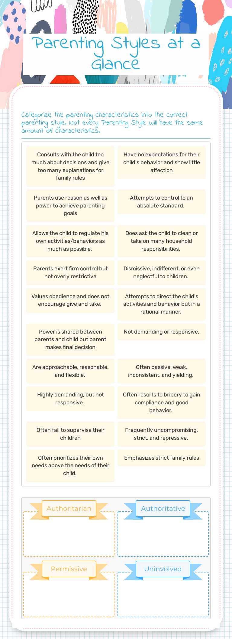 Parenting Styles at a Glance worksheet preview image