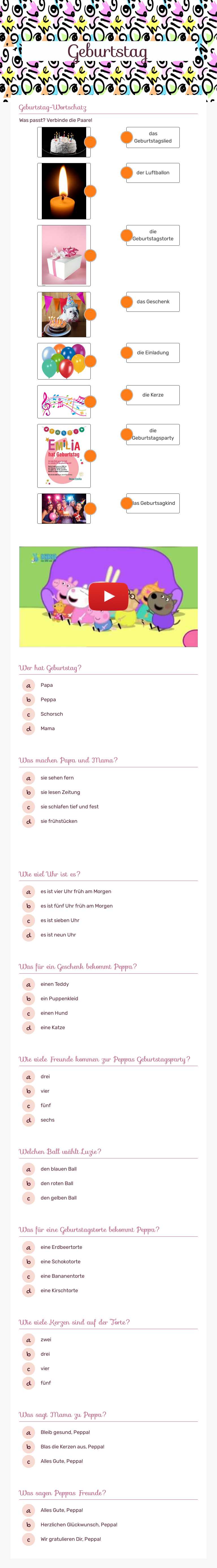 Geburtstag worksheet preview image