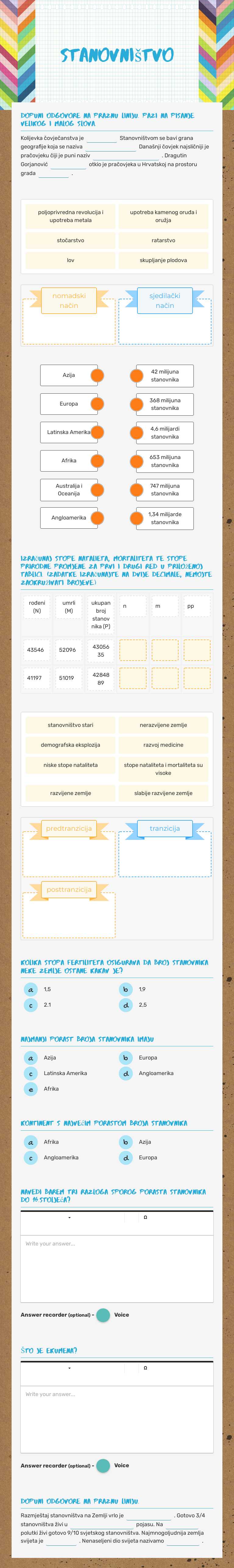 Stanovništvo worksheet preview image