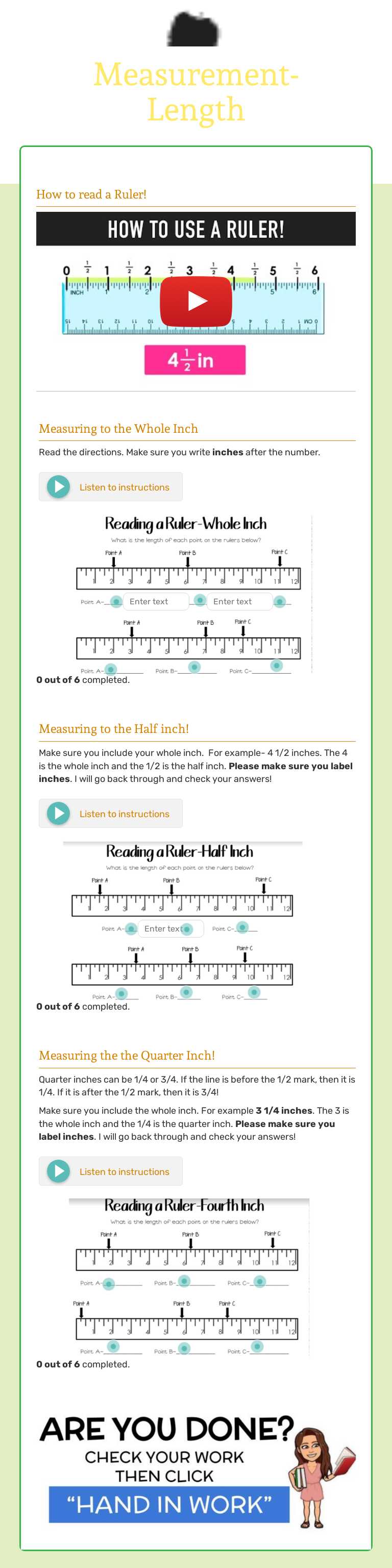 Measurement- Length worksheet preview image