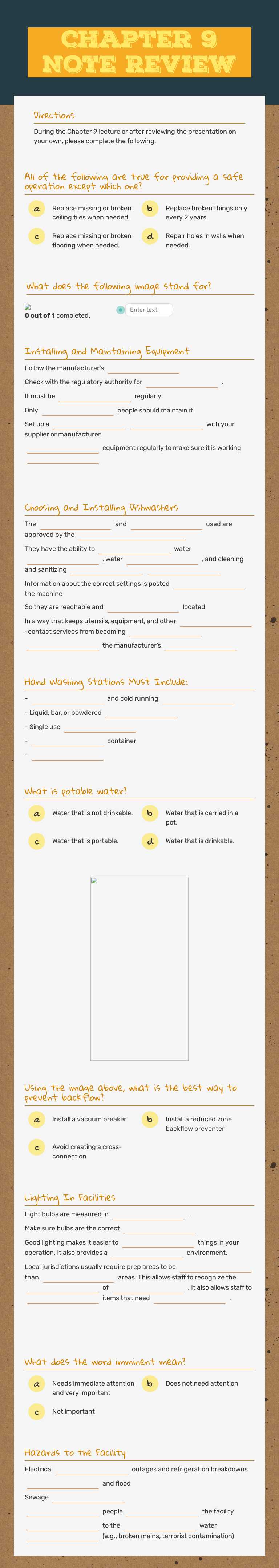 Chapter 9 Note Review worksheet preview image