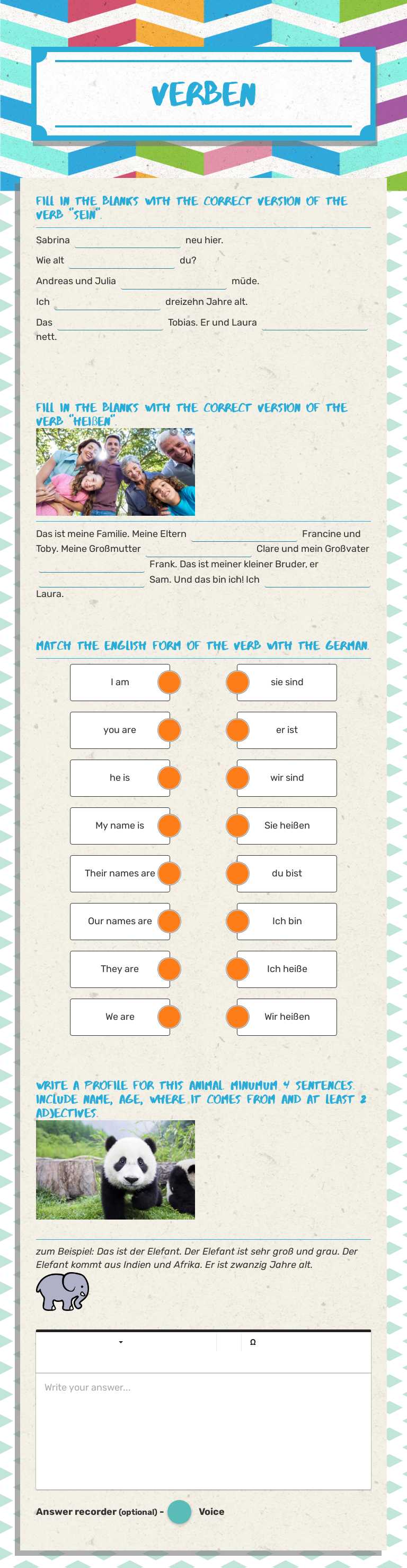 Verben worksheet preview image