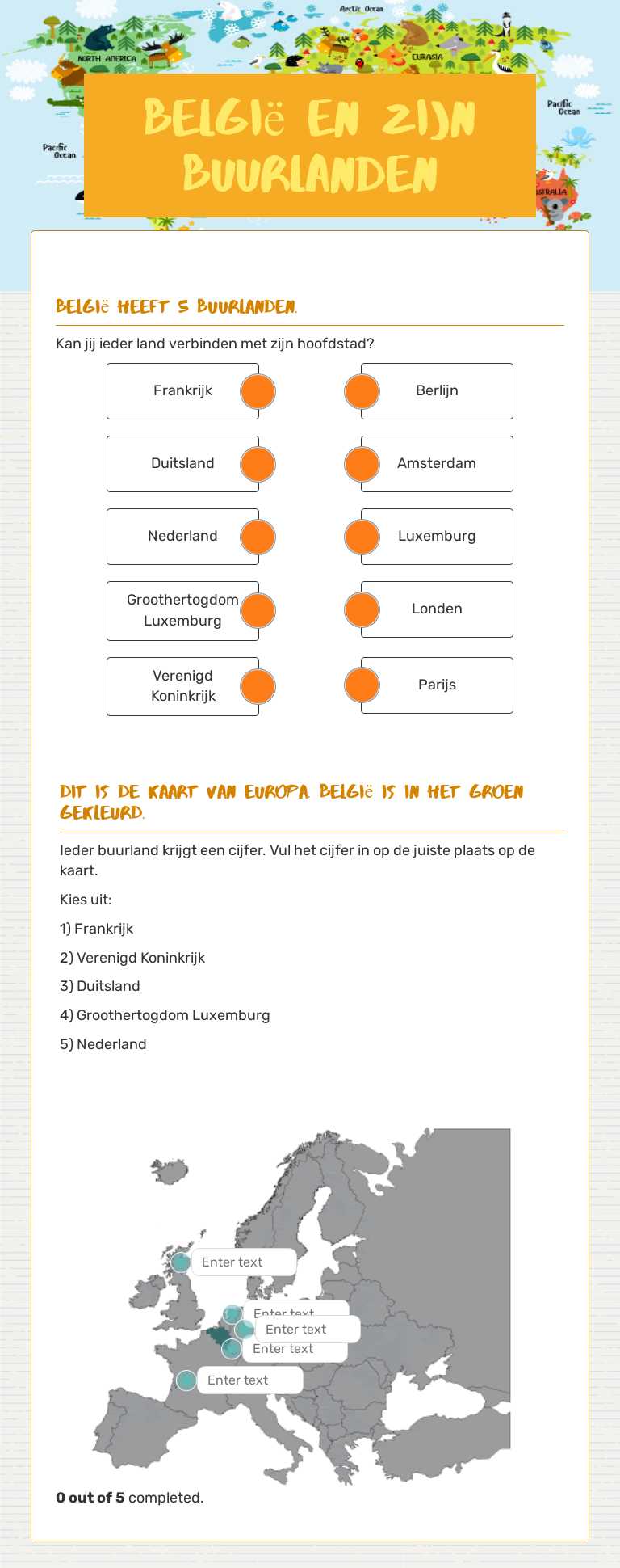 BELGIë EN ZIJN BUURLANDEN worksheet preview image