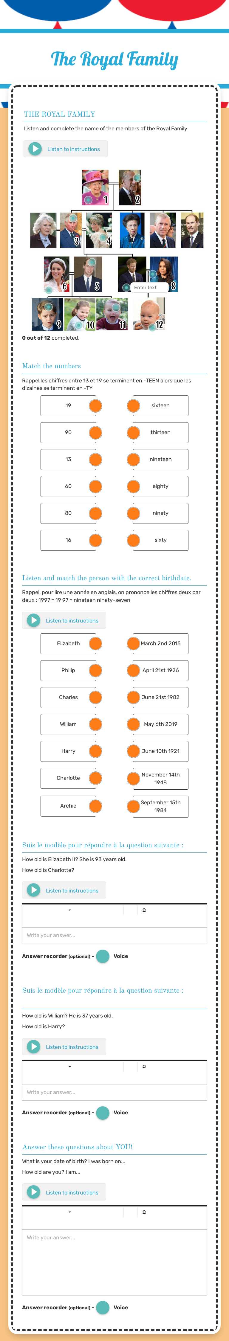 The Royal Family worksheet preview image
