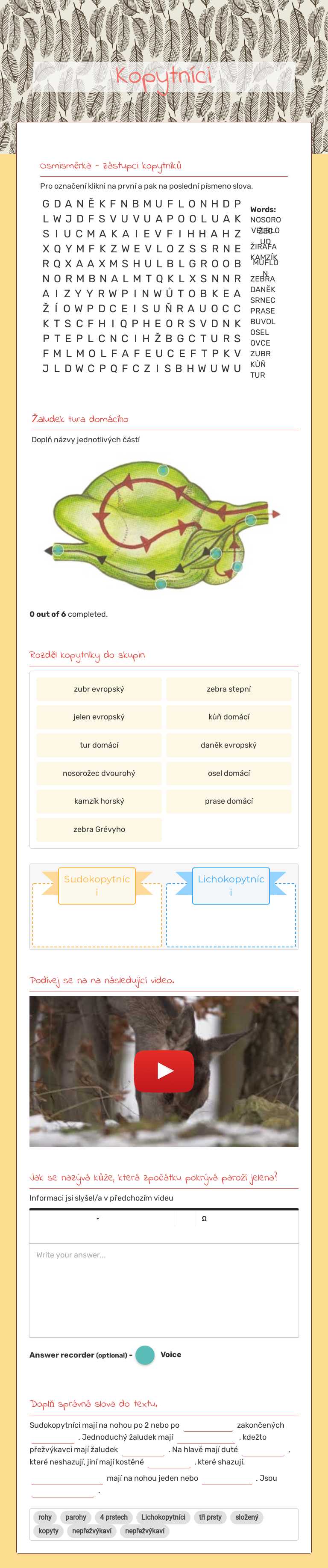 Kopytníci worksheet preview image