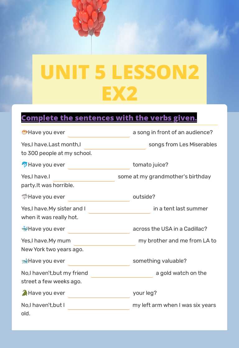 UNIT 5 LESSON2 EX2 worksheet preview image
