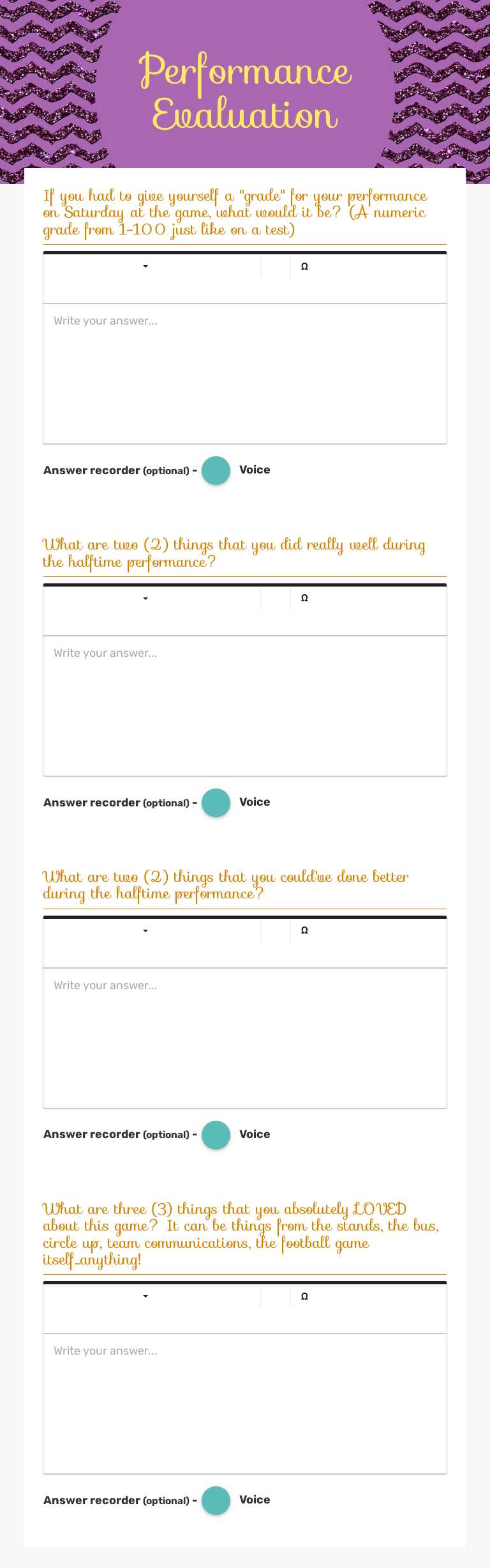 Performance Evaluation worksheet preview image