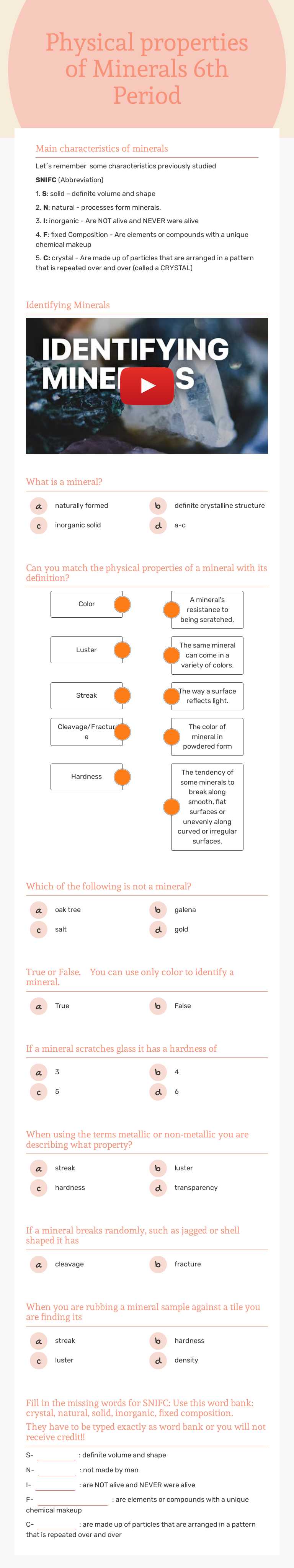 Physical properties of Minerals
6th Period worksheet preview image