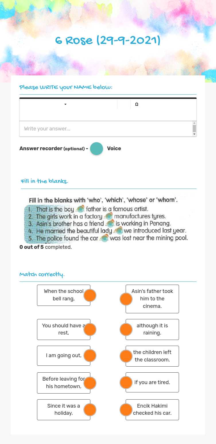 6 Rose 
(29-9-2021) worksheet preview