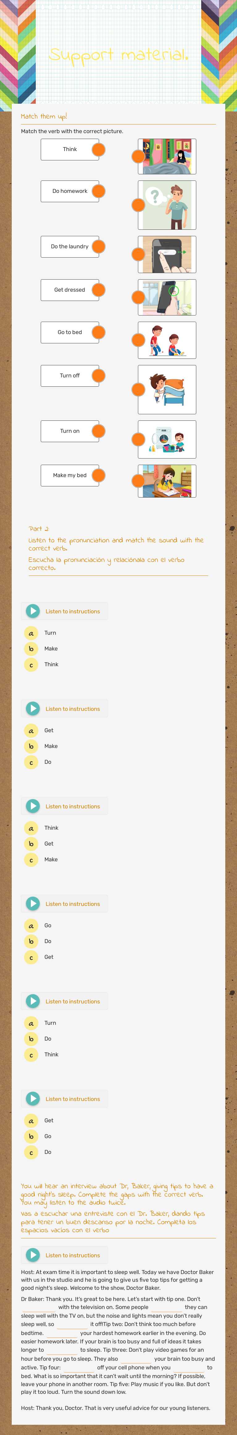 Support material. worksheet preview