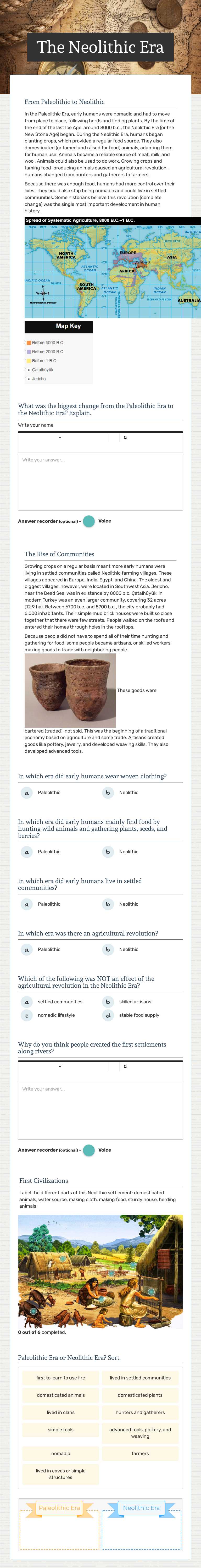 The Neolithic Era Grade 7 worksheet preview