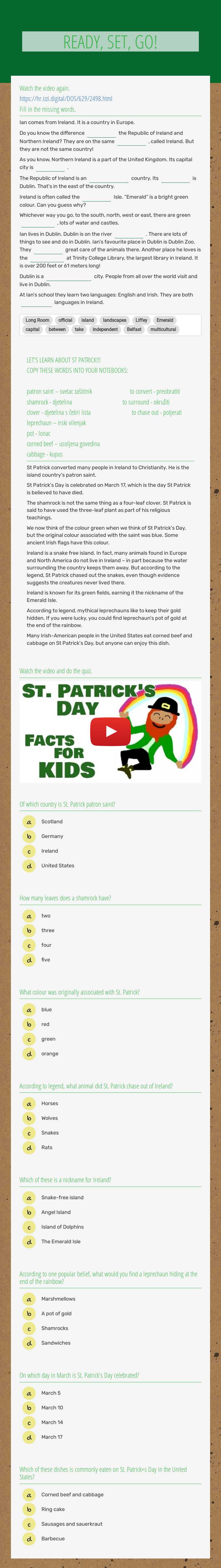 READY, SET, GO! worksheet preview image