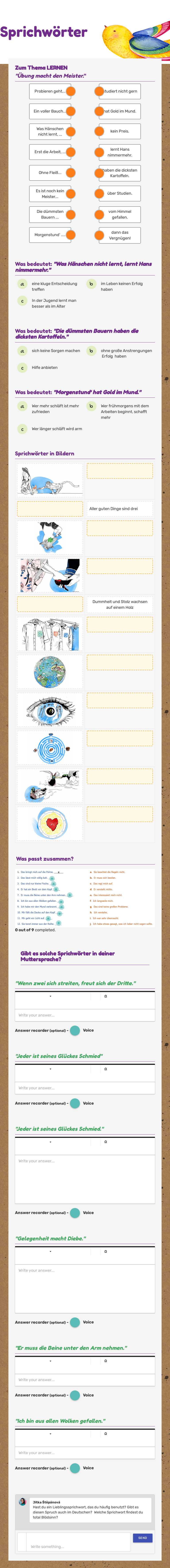 Sprichwörter worksheet preview image