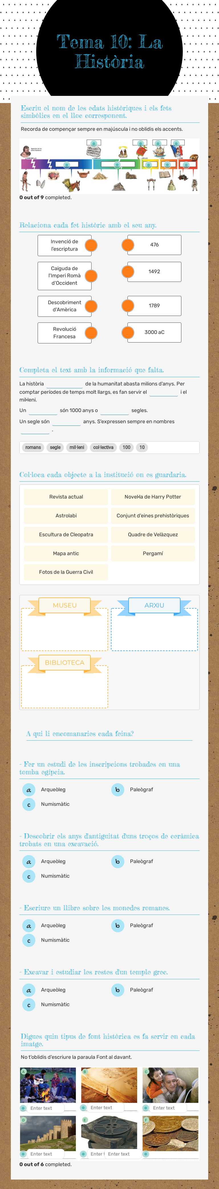 Tema 10:     La Història worksheet preview image