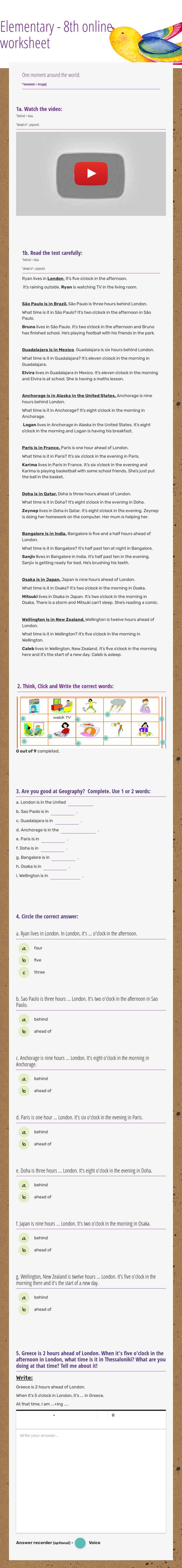 Elementary -
 8th online worksheet worksheet preview image