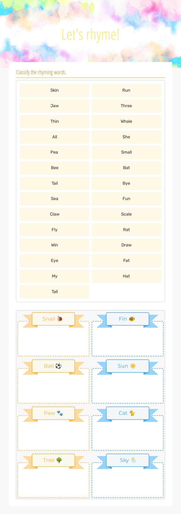 Let's rhyme! Grade 4 worksheet preview