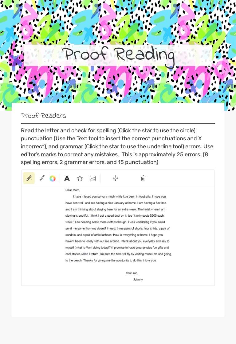 Proof Reading worksheet preview image