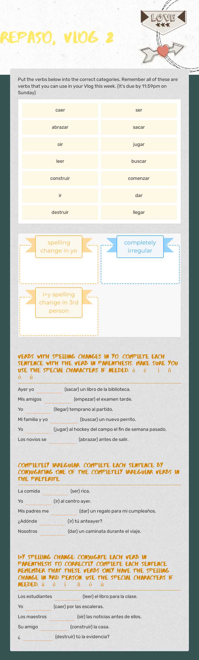 Repaso, Vlog 2 worksheet preview image