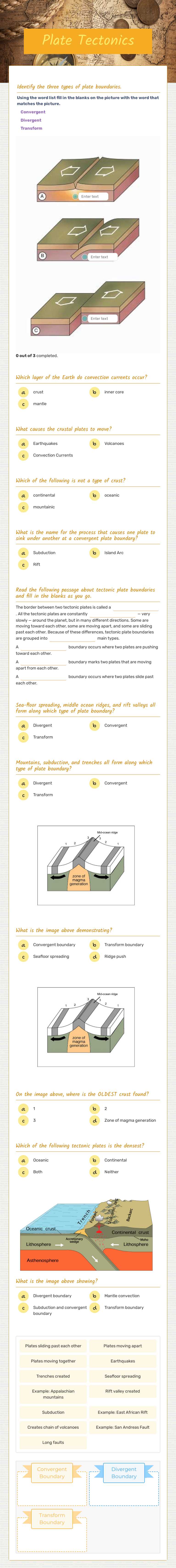 Plate Tectonics worksheet preview image