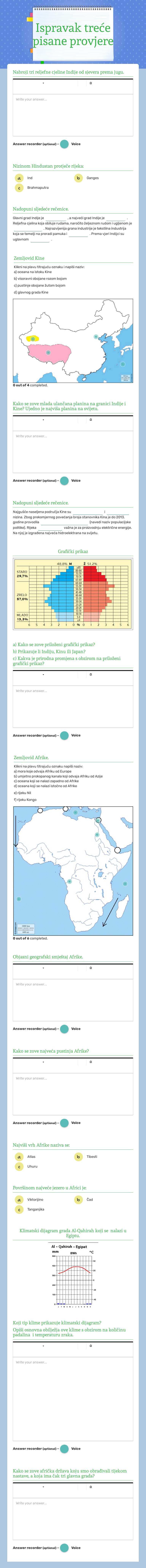Ispravak treće pisane provjere Grade 6 worksheet preview