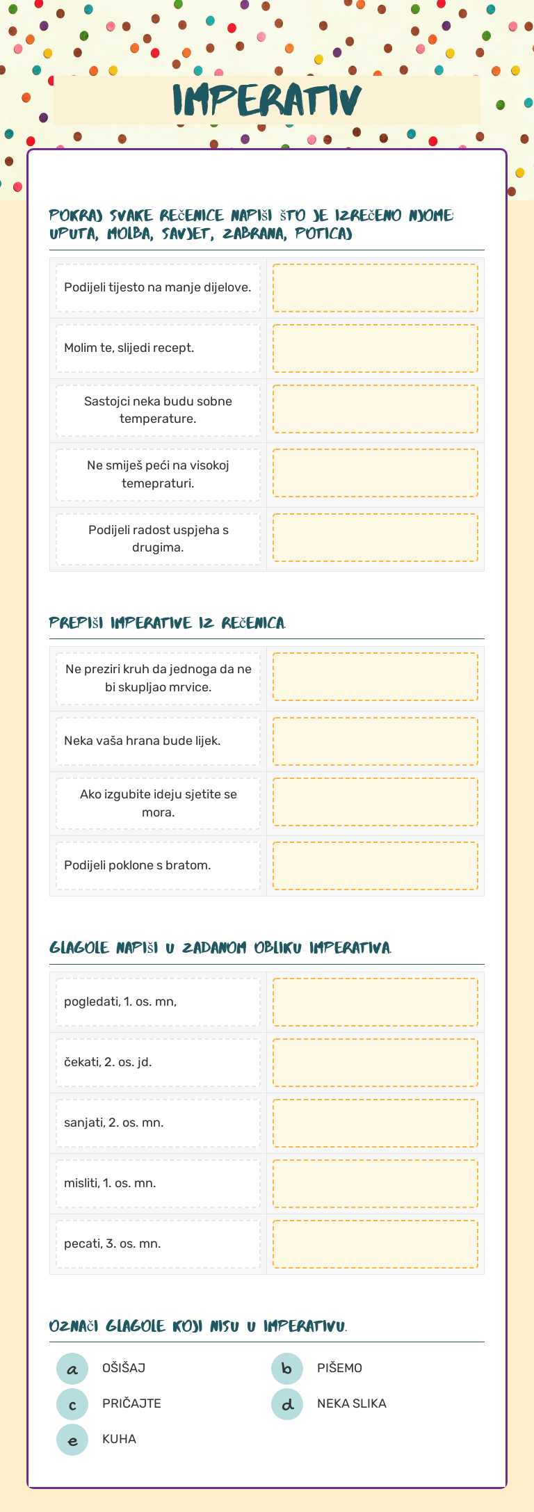 Imperativ Grade 6 worksheet preview