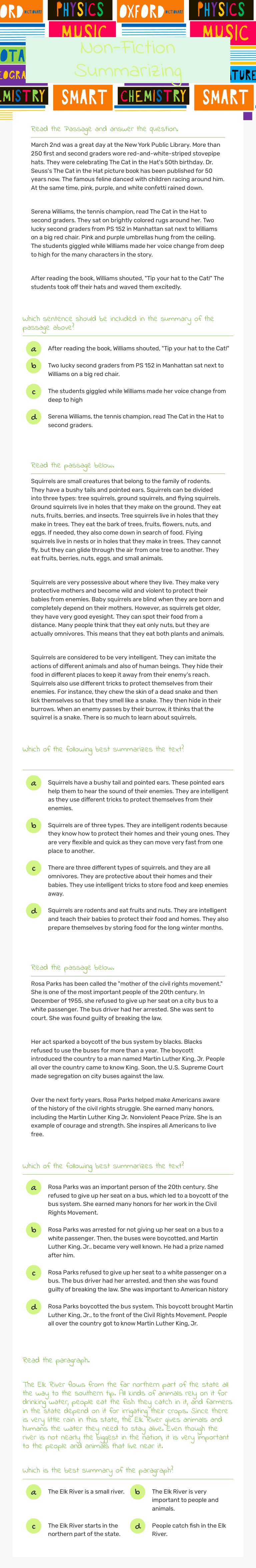 Non-Fiction Summarizing worksheet preview image
