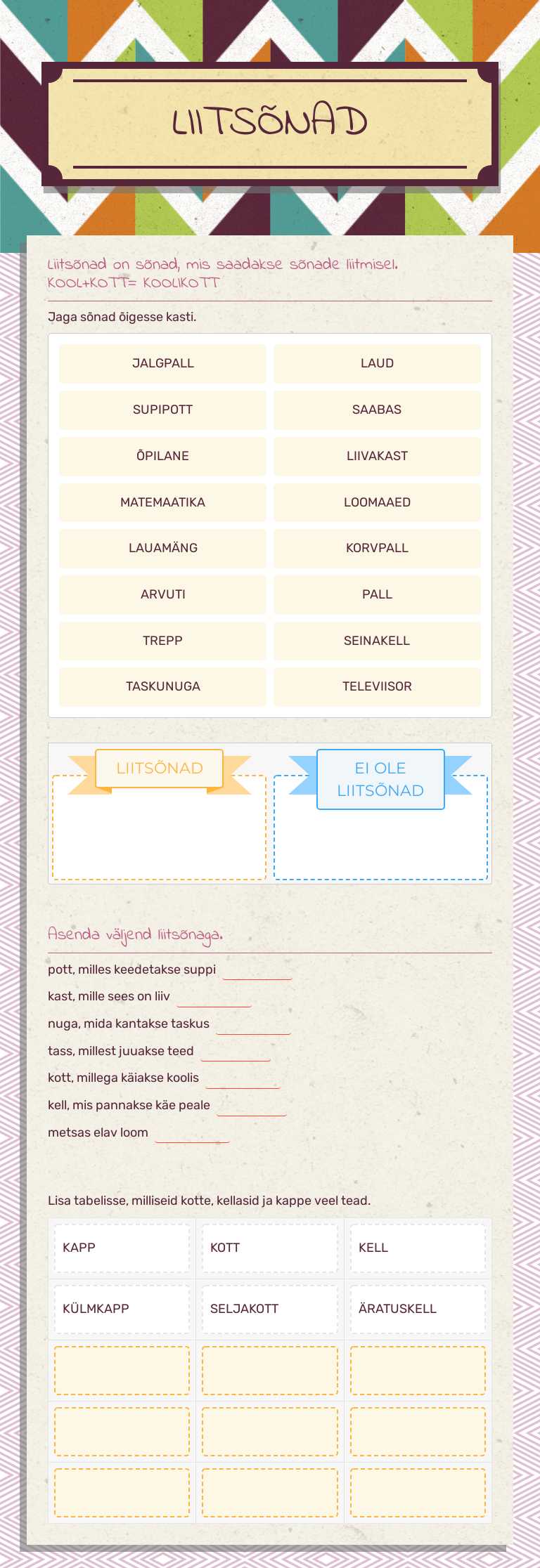LIITSÕNAD worksheet preview image