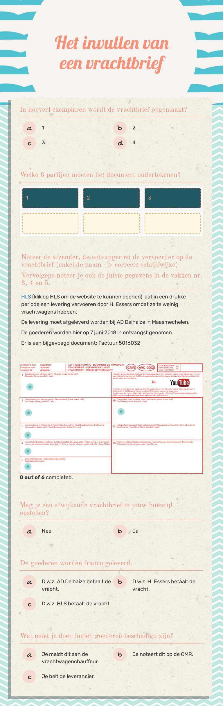 Het invullen van een vrachtbrief by Sarah DRIESEN | Interactive ...