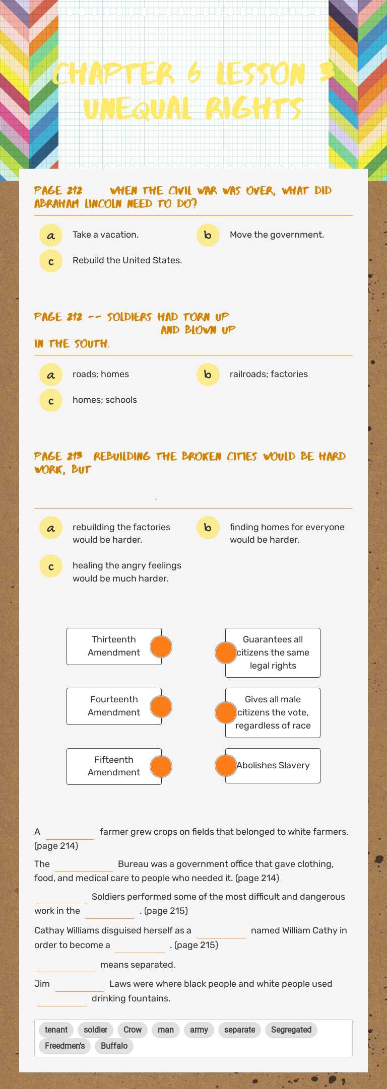 Chapter 6 Lesson 3 Unequal Rights worksheet preview