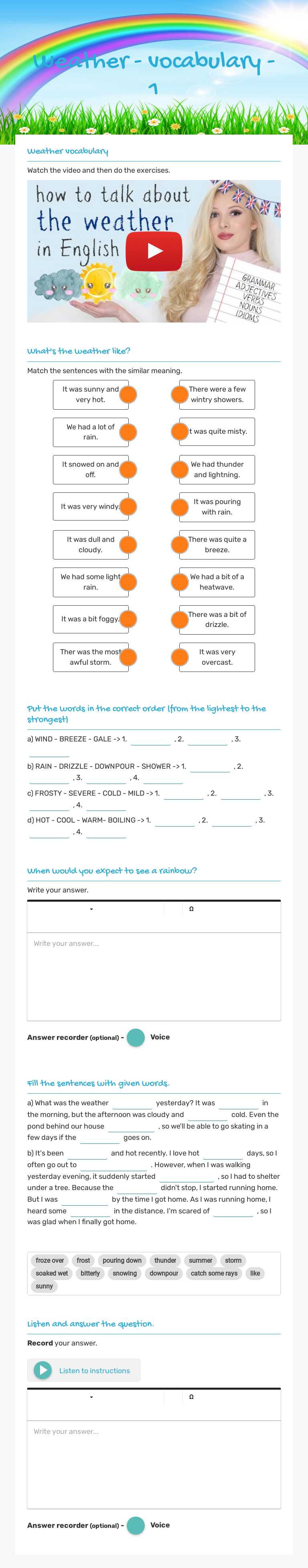 Weather - vocabulary - 1 worksheet preview image