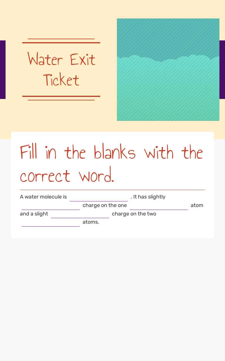 Water Exit Ticket worksheet preview image