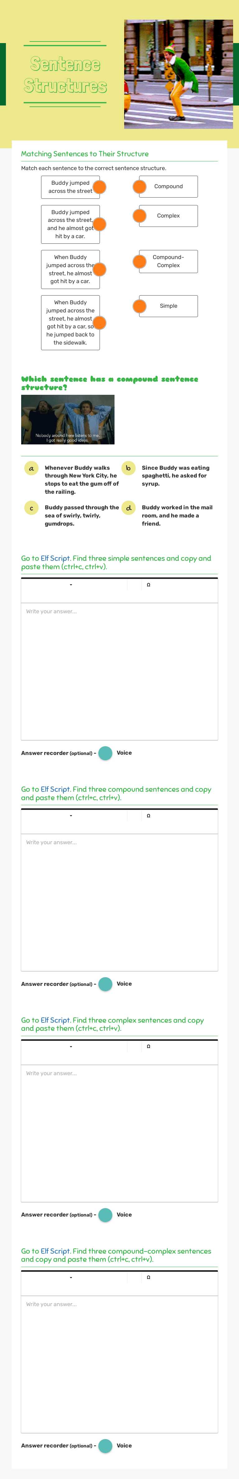 Sentence Structures worksheet preview image