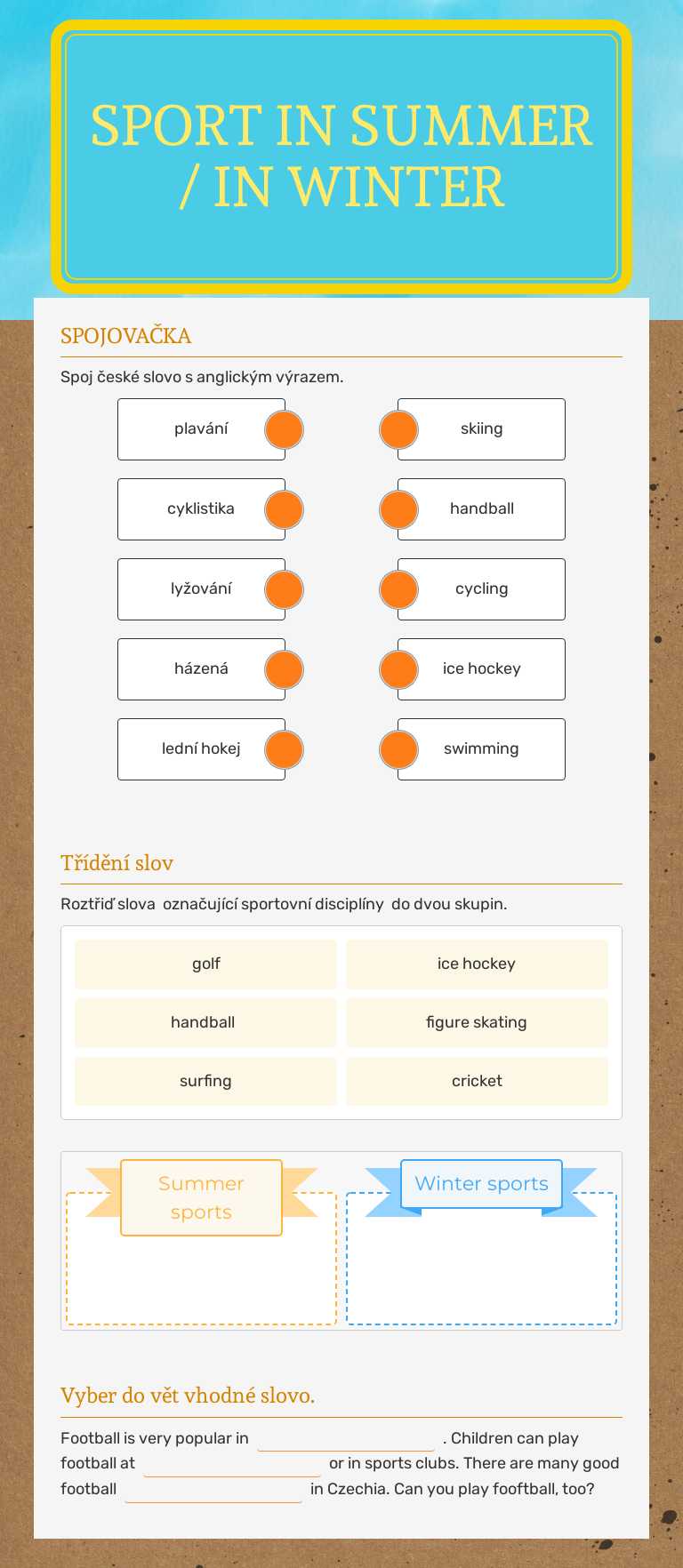 sPORT
IN SUMMER / IN WINTER worksheet preview image