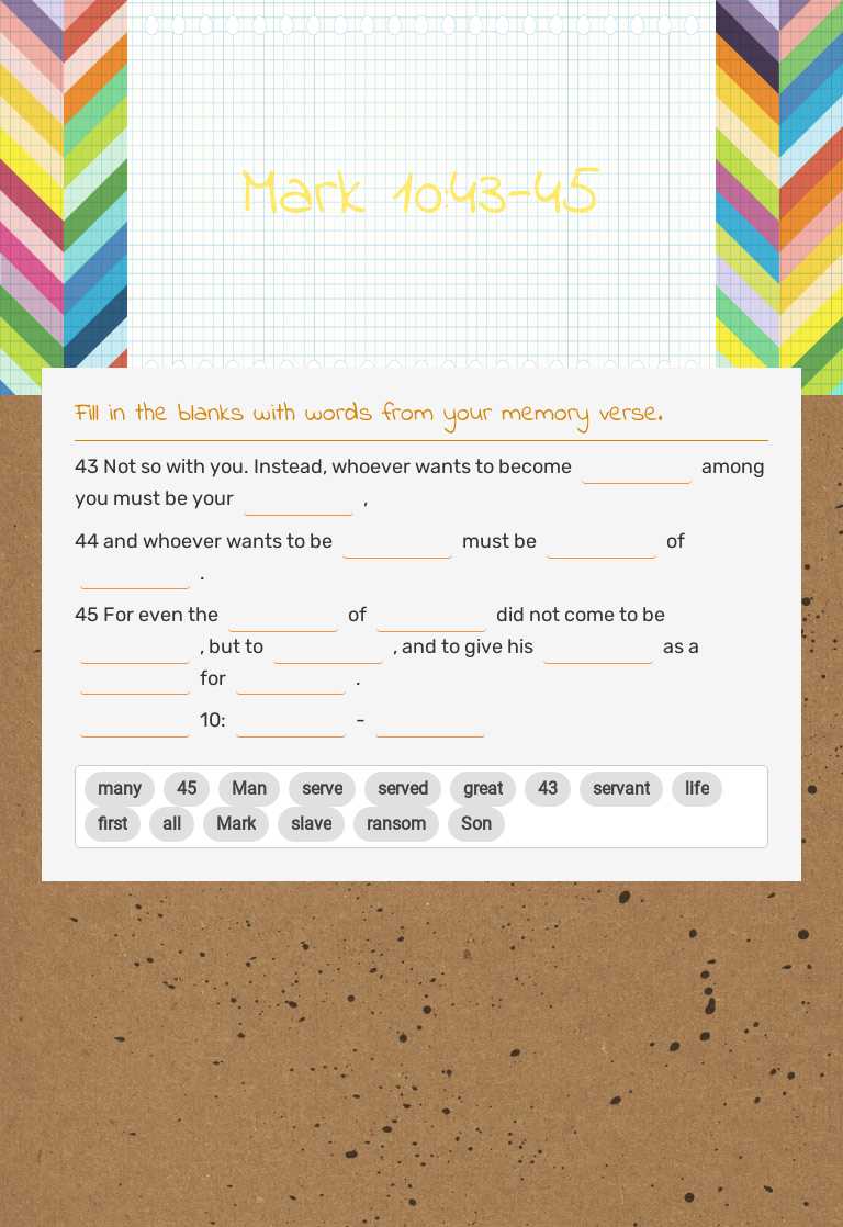 Mark 10:43-45 Grade 4 worksheet preview