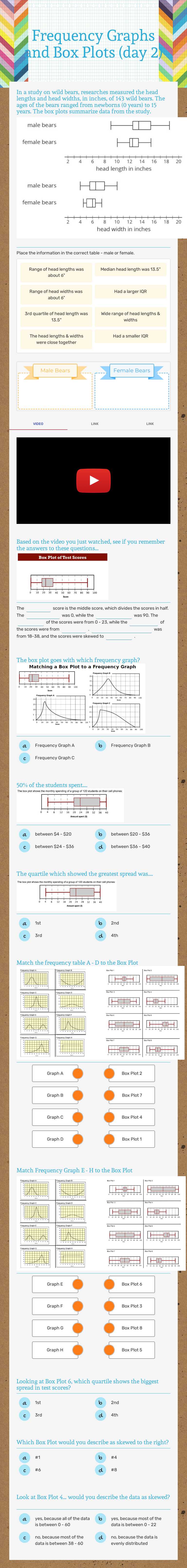 Frequency Graphs
and Box Plots (day 2) Grade 8 worksheet preview