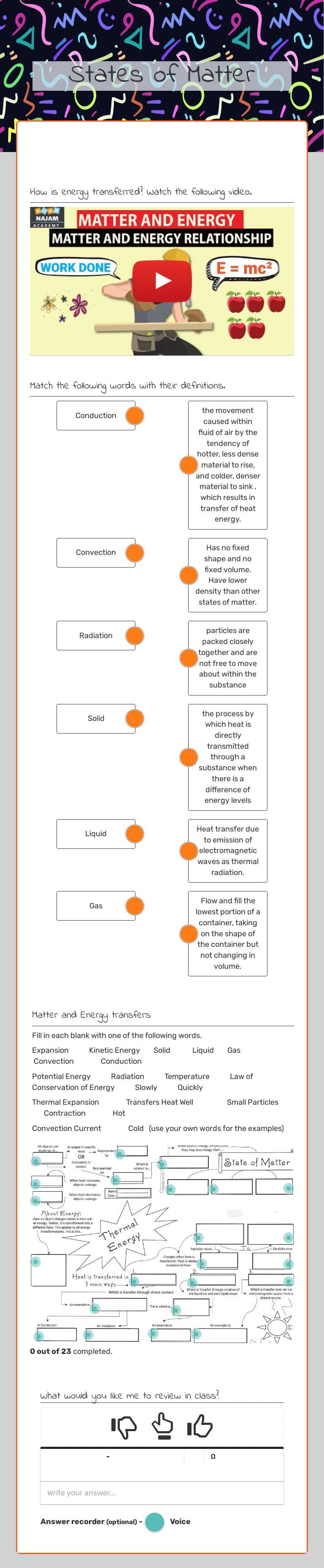 States of Matter Grade 7 worksheet preview