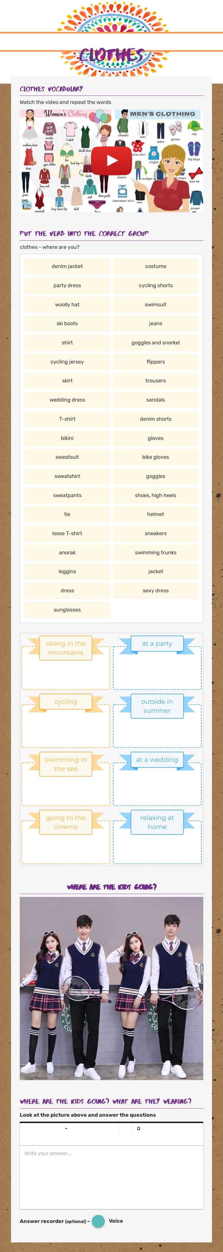 clothes Grade 5 worksheet preview