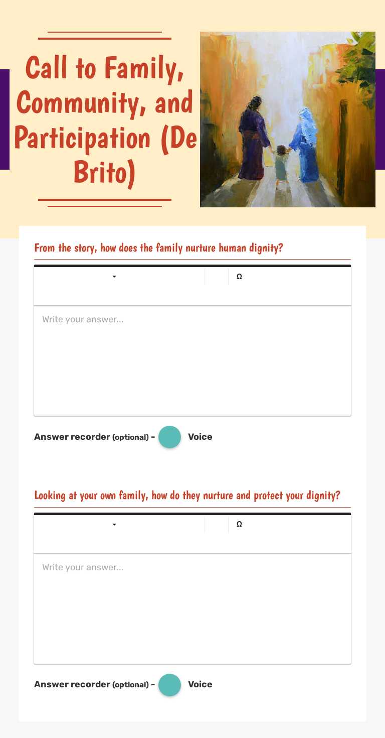 Call to Family, Community, and Participation
(De Brito) worksheet preview