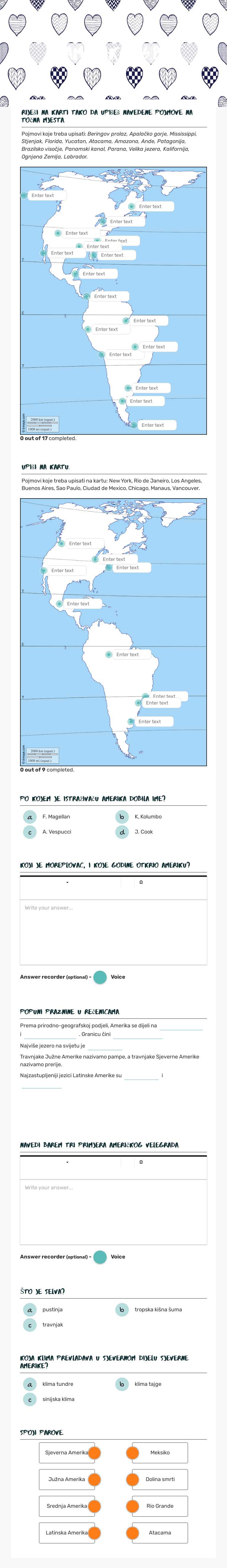 Amerika, 6.b Grade 6 worksheet preview