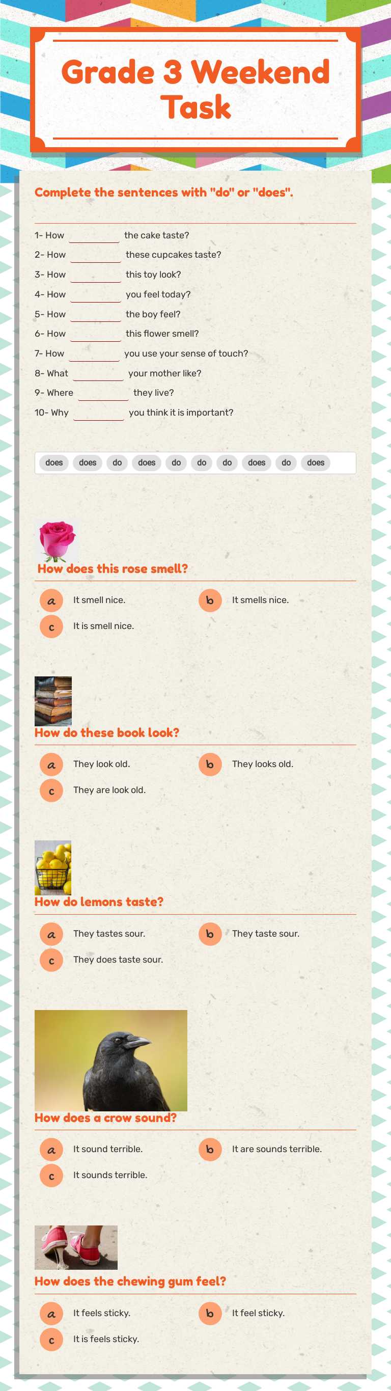 Grade 3 
Weekend Task worksheet preview image