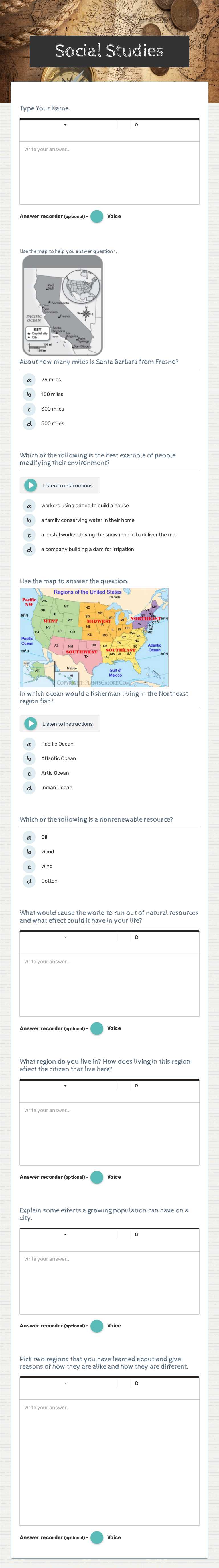 Social Studies worksheet preview image