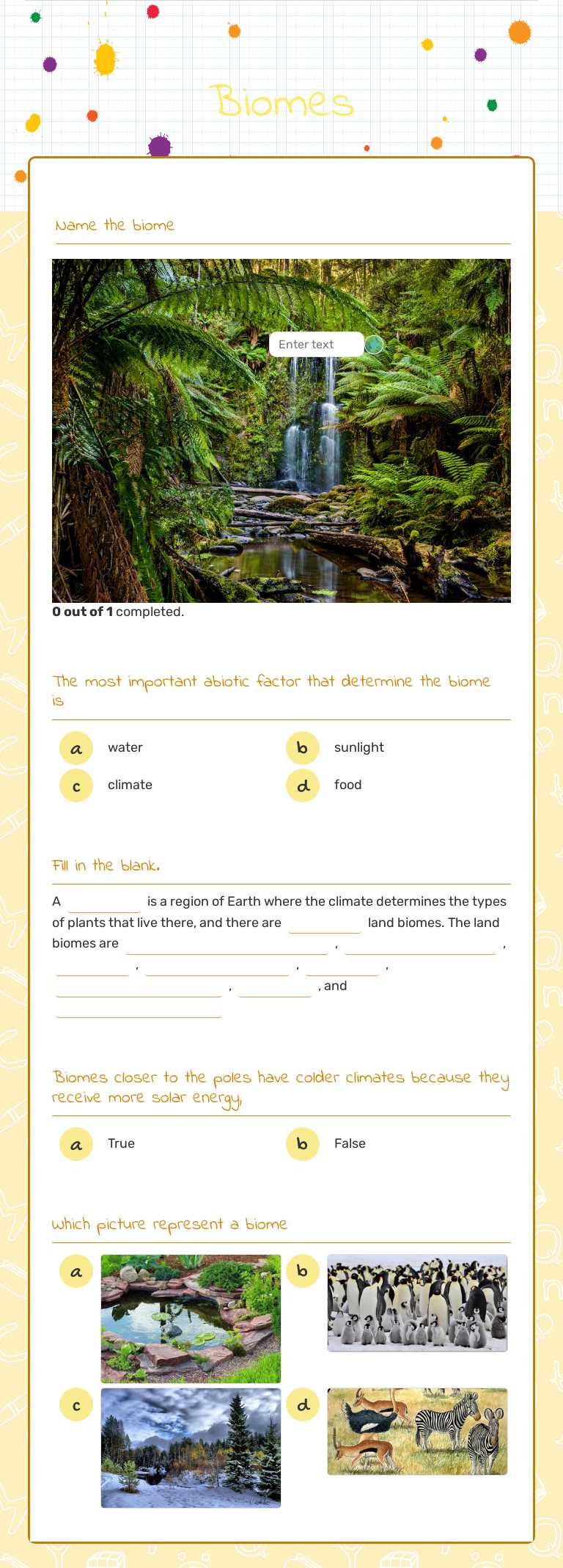 Biomes Grade 6 worksheet preview